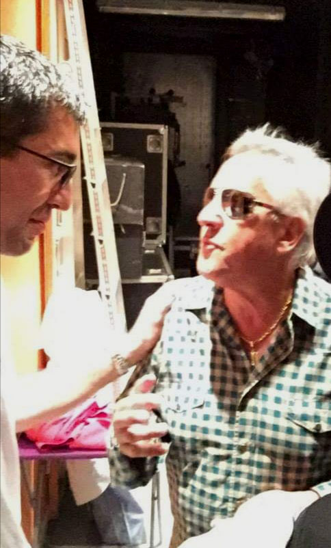 Photographie de la rencontre entre Gilbert Montagné et Abel Bau à Donzère le 18 juillet 2015.